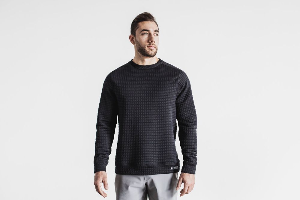 NOBULL Pulover Muške - Nobull Quilted Crew Crne (270934-JPN)